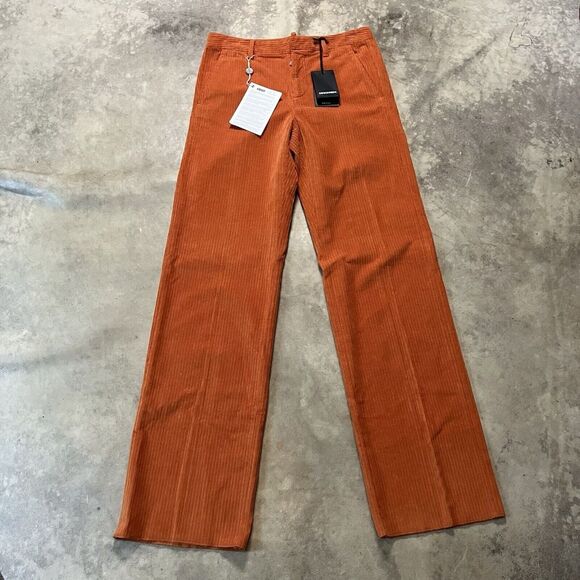 Dsquared2‎ Pants Womens 38/ XS Orange Casual Mid Rise Ribbed Trousers